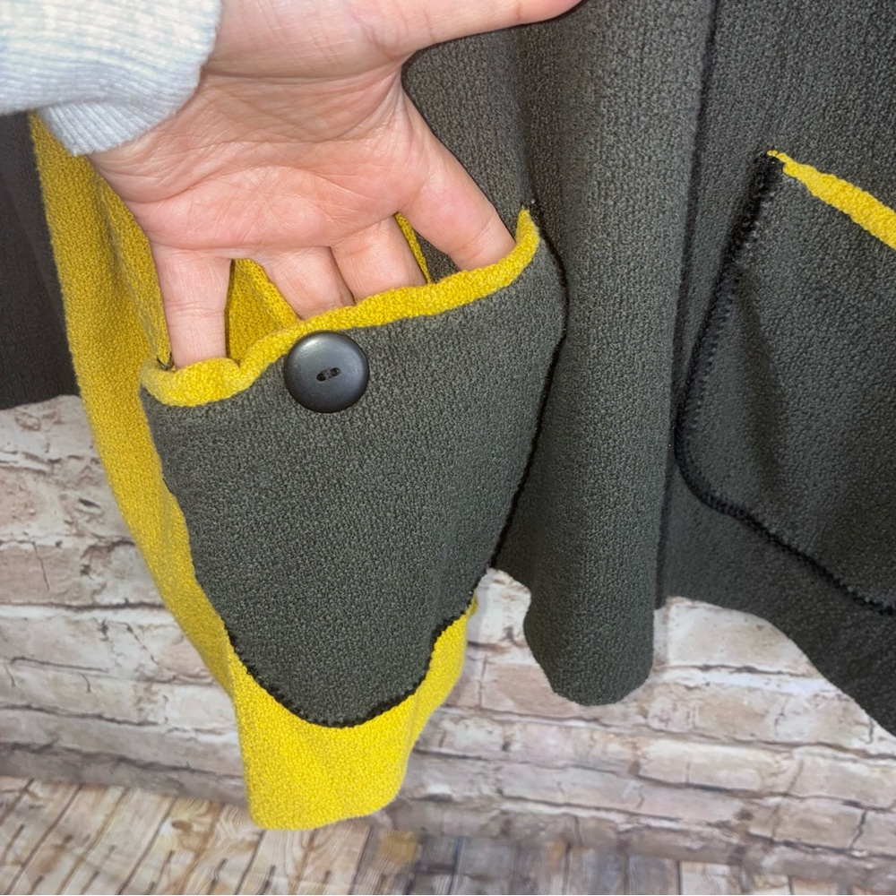 Margaret Winters Colorblock Cowl Neck Lagenlook Sweater in Gray Yellow Size 2X - Picture 4 of 7